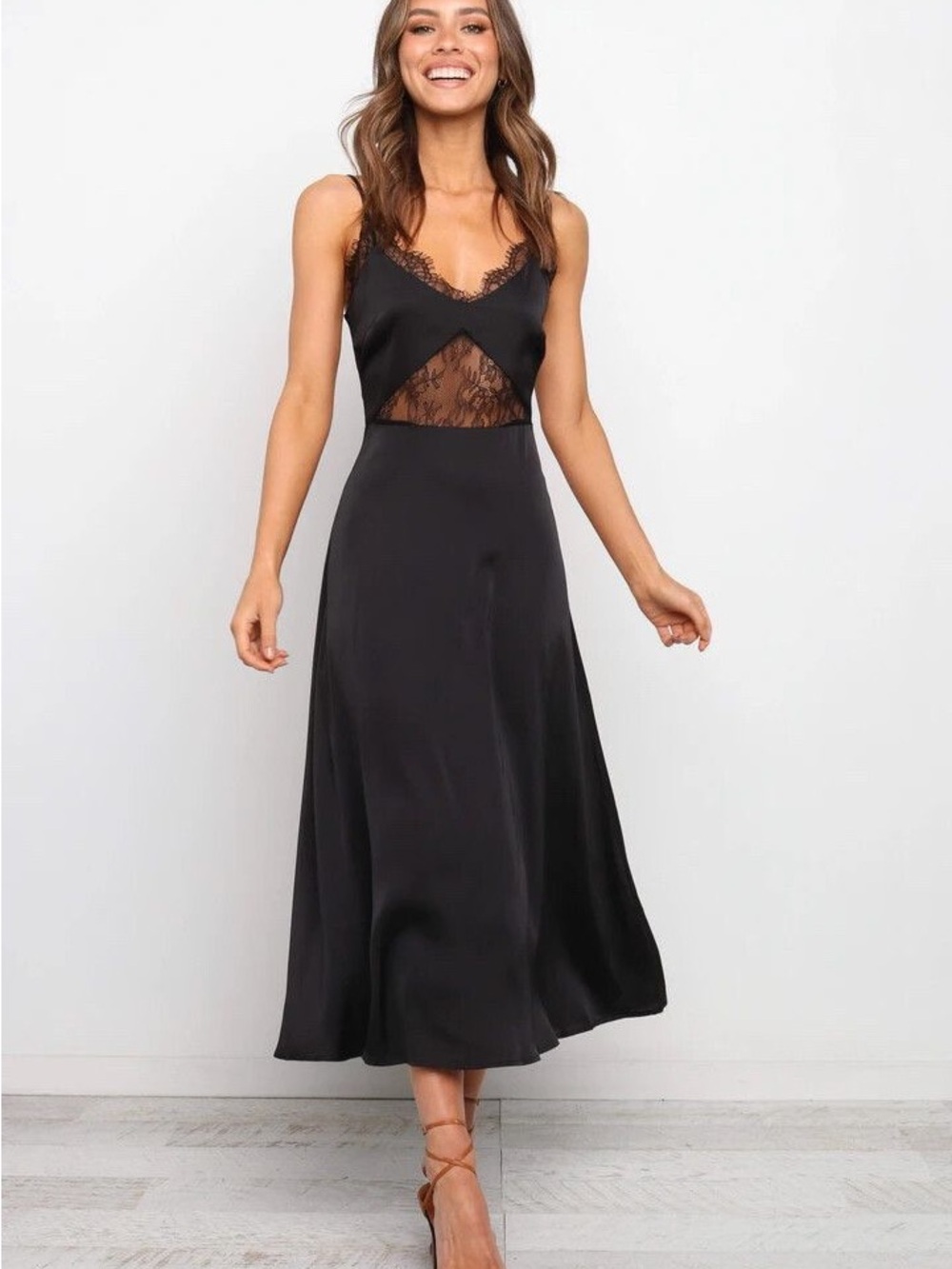 Petal & Pup Ariel dress- Black Lace Satin Dress